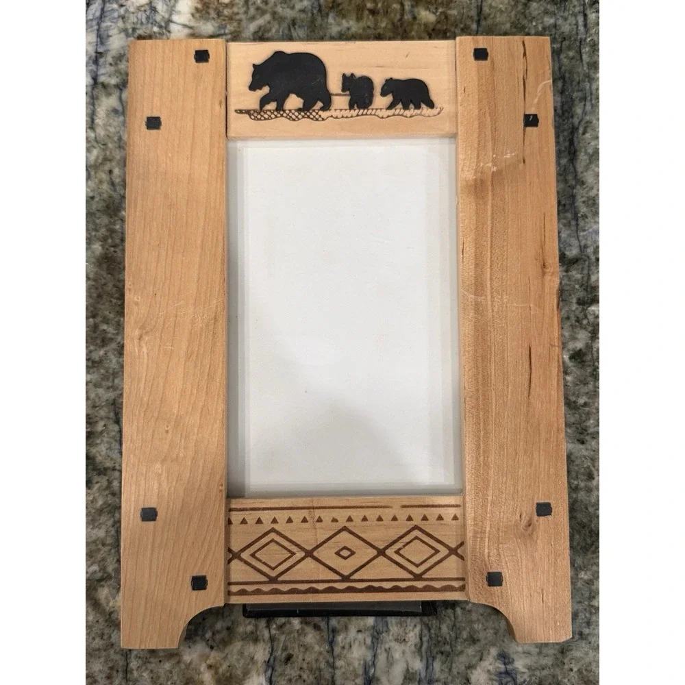 Weston Gallery Woodland Creek Rustic Cabin Bears Wood 5x7 Frame Cabin Core